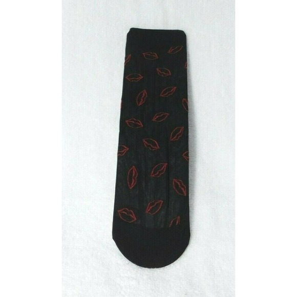 F267 INC Black Sheer Red Lips Anklet Socks - Picture 2 of 2